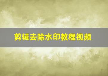 剪辑去除水印教程视频