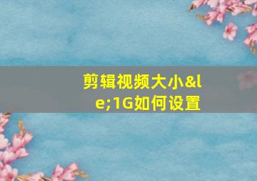 剪辑视频大小≤1G如何设置