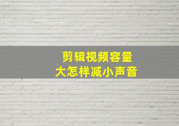 剪辑视频容量大怎样减小声音