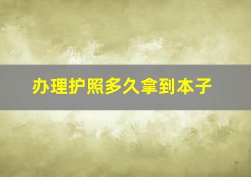 办理护照多久拿到本子