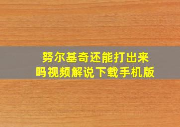 努尔基奇还能打出来吗视频解说下载手机版