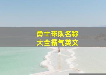 勇士球队名称大全霸气英文