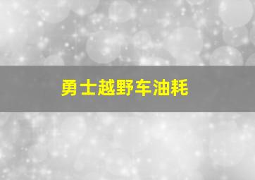 勇士越野车油耗