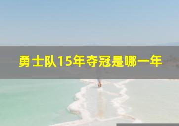 勇士队15年夺冠是哪一年