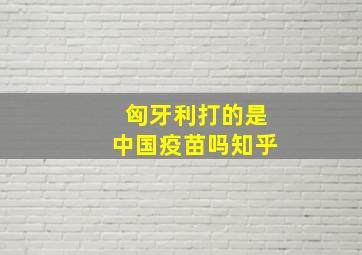 匈牙利打的是中国疫苗吗知乎