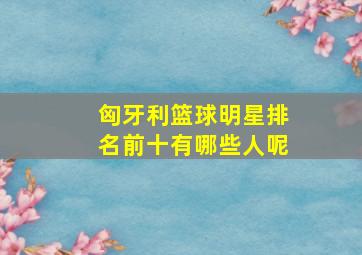 匈牙利篮球明星排名前十有哪些人呢