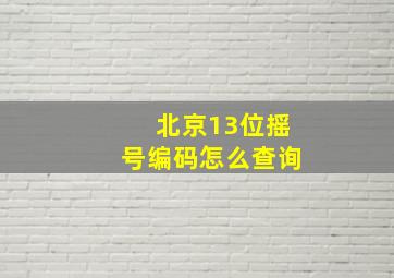 北京13位摇号编码怎么查询