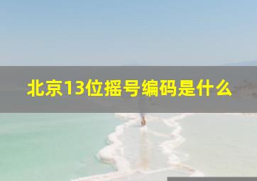 北京13位摇号编码是什么