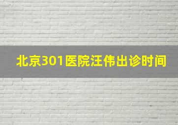 北京301医院汪伟出诊时间