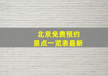 北京免费预约景点一览表最新