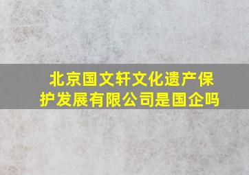 北京国文轩文化遗产保护发展有限公司是国企吗