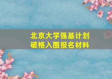 北京大学强基计划破格入围报名材料