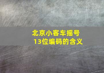 北京小客车摇号13位编码的含义