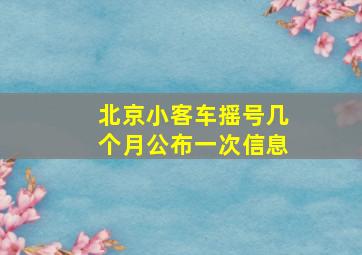 北京小客车摇号几个月公布一次信息