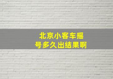 北京小客车摇号多久出结果啊