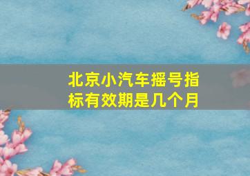 北京小汽车摇号指标有效期是几个月