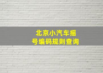 北京小汽车摇号编码规则查询