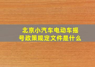 北京小汽车电动车摇号政策规定文件是什么