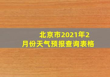 北京市2021年2月份天气预报查询表格