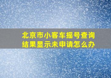 北京市小客车摇号查询结果显示未申请怎么办