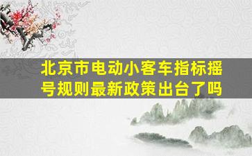 北京市电动小客车指标摇号规则最新政策出台了吗