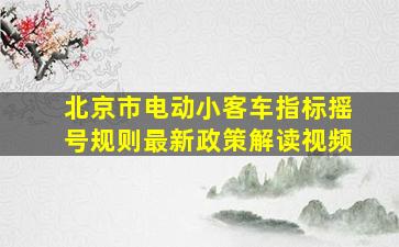 北京市电动小客车指标摇号规则最新政策解读视频