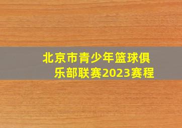 北京市青少年篮球俱乐部联赛2023赛程