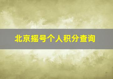 北京摇号个人积分查询