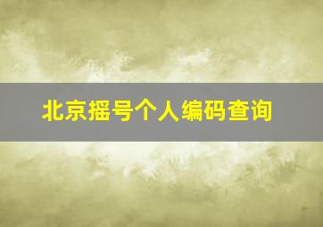 北京摇号个人编码查询