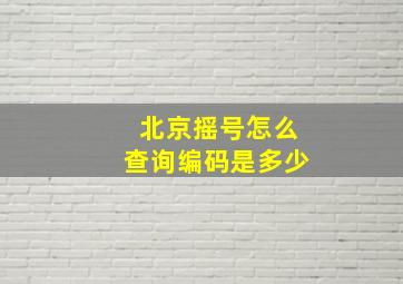 北京摇号怎么查询编码是多少