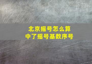 北京摇号怎么算中了摇号基数序号