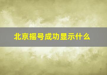 北京摇号成功显示什么