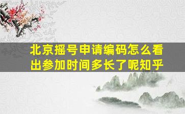 北京摇号申请编码怎么看出参加时间多长了呢知乎