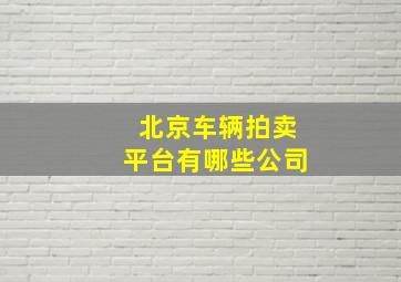 北京车辆拍卖平台有哪些公司