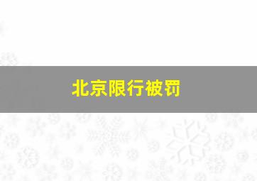 北京限行被罚