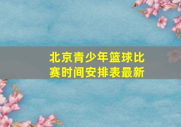 北京青少年篮球比赛时间安排表最新