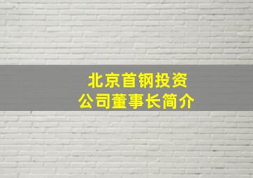 北京首钢投资公司董事长简介