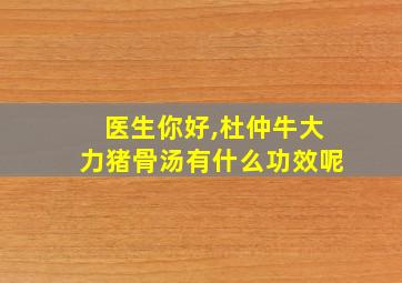 医生你好,杜仲牛大力猪骨汤有什么功效呢