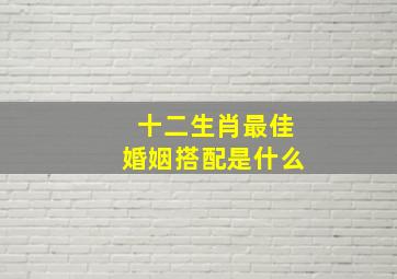 十二生肖最佳婚姻搭配是什么