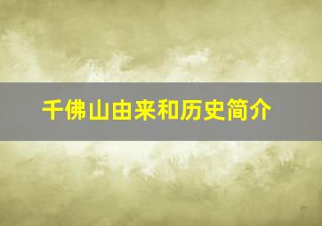 千佛山由来和历史简介