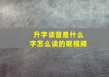 升字读音是什么字怎么读的呢视频