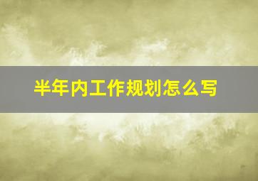 半年内工作规划怎么写