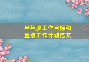 半年度工作目标和重点工作计划范文