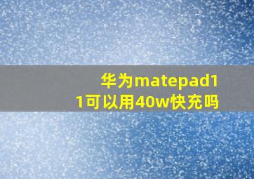 华为matepad11可以用40w快充吗