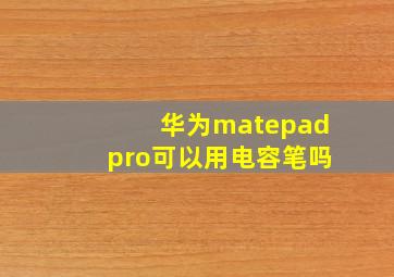 华为matepadpro可以用电容笔吗