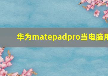 华为matepadpro当电脑用