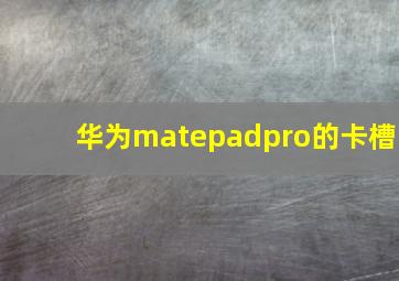 华为matepadpro的卡槽