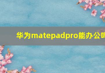 华为matepadpro能办公吗