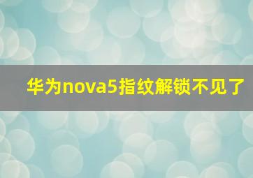 华为nova5指纹解锁不见了