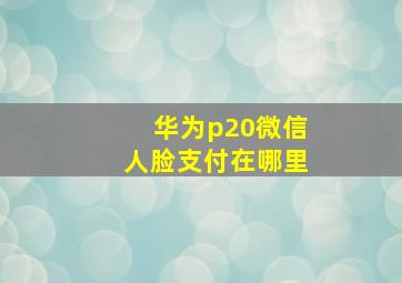 华为p20微信人脸支付在哪里